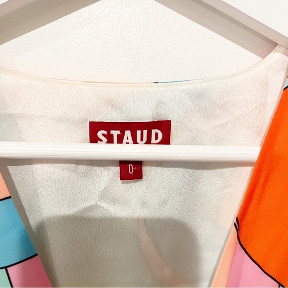 Staud Mini Milla Dress in Citrus Kaleidoscope Multicolor Puff Sleeve in Size 0 - Picture 9 of 16